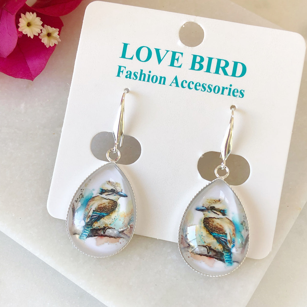 Glass Kookaburra Earrings Love Bird Fashion Accessories