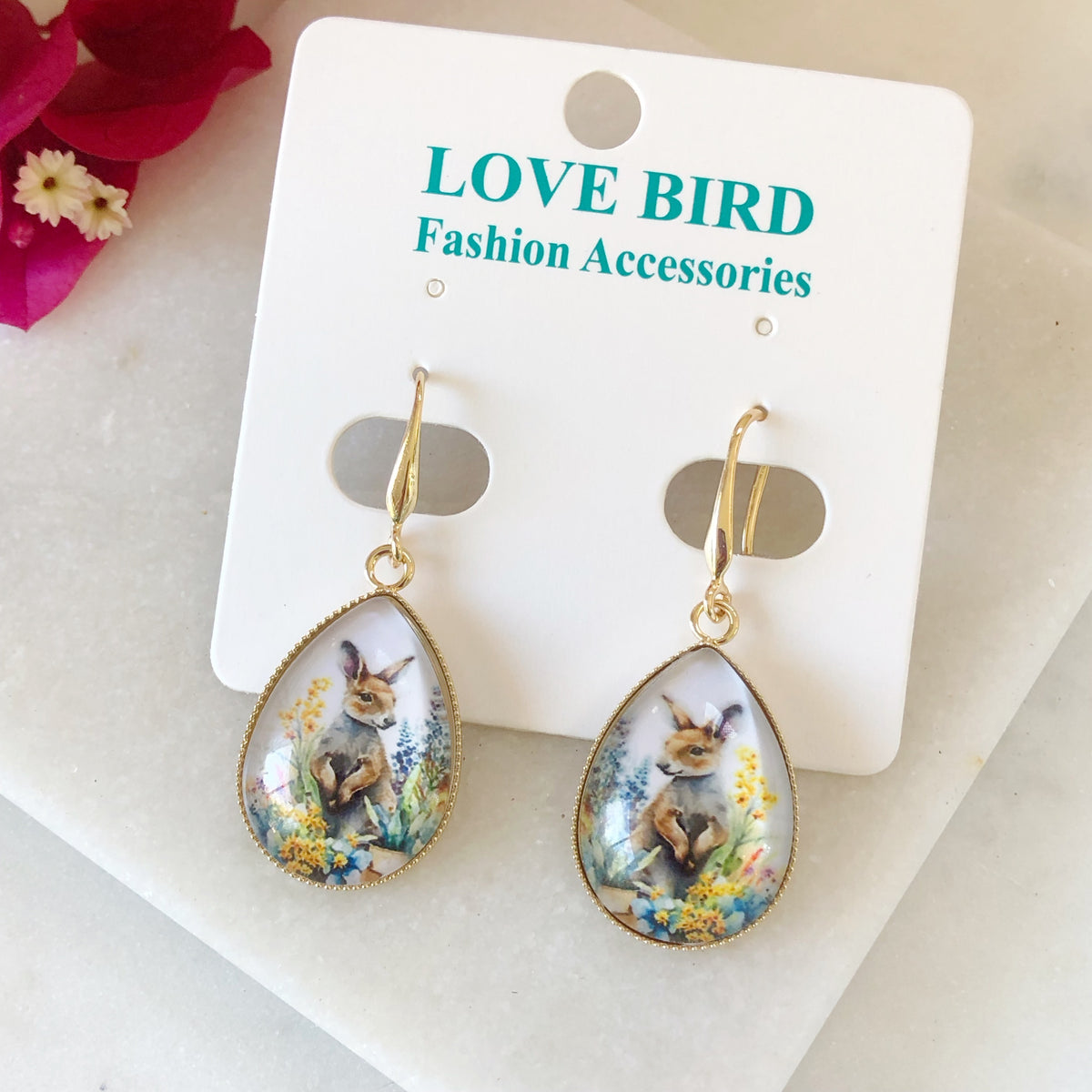 Glass Wallaby Earrings Love Bird Fashion Accessories