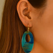 Load image into Gallery viewer, Blue Oval Resin Earrings