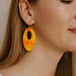 Load image into Gallery viewer, Orange Oval Resin Earrings