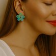 Load image into Gallery viewer, Green Resin Flower Studs