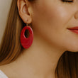 Load image into Gallery viewer, Red Oval Resin Earrings