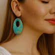Load image into Gallery viewer, Green Oval Resin Earrings