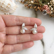 Load image into Gallery viewer, Silver Whale Tail Pearl Earrings
