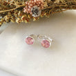 Load image into Gallery viewer, Pink Silver Crystal Leverback Earrings
