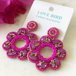 Load image into Gallery viewer, Fuschia Pink Beaded Crystal Earrings