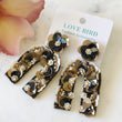 Load image into Gallery viewer, Black & Gold Statement Flower Earrings