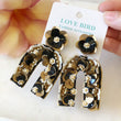 Load image into Gallery viewer, Black & Gold Statement Flower Earrings