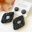 Load image into Gallery viewer, Black & Silver Beaded Statement Earrings