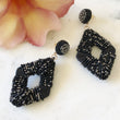 Load image into Gallery viewer, Black & Silver Beaded Statement Earrings
