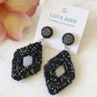 Load image into Gallery viewer, Black & Silver Beaded Statement Earrings