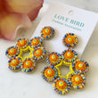 Load image into Gallery viewer, Yellow Colourful Beaded Statement Earrings