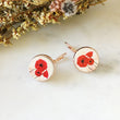 Load image into Gallery viewer, Round Poppy Wood Earrings