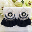 Load image into Gallery viewer, Black Statement Tassel Earrings