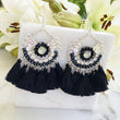 Load image into Gallery viewer, Black Statement Tassel Earrings