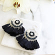 Load image into Gallery viewer, Black Statement Tassel Earrings