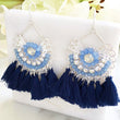 Load image into Gallery viewer, Navy Blue Statement Tassel Earrings