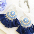 Load image into Gallery viewer, Navy Statement Tassel Earrings
