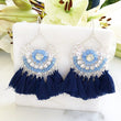 Load image into Gallery viewer, Navy Statement Tassel Earrings