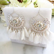 Load image into Gallery viewer, White Statement Tassel Earrings