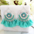 Load image into Gallery viewer, Mint Green Statement Tassel Earrings