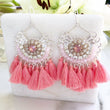 Load image into Gallery viewer, Pink Statement Tassel Earrings
