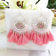 Load image into Gallery viewer, Pink Statement Tassel Earrings