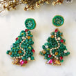 Load image into Gallery viewer, Christmas Tree Beaded Earrings