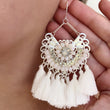 Load image into Gallery viewer, White Statement Tassel Earrings