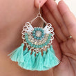 Load image into Gallery viewer, Mint Statement Tassel Earrings
