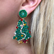 Load image into Gallery viewer, Christmas Tree Beaded Earrings