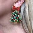 Load image into Gallery viewer, Christmas Tree & Red Bow Earrings