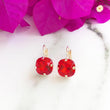 Load image into Gallery viewer, Square Rose Gold Earrings - Red