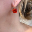 Load image into Gallery viewer, Square Rose Gold Earrings - Red