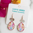 Load image into Gallery viewer, watercolour flower wood earrings