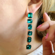Load image into Gallery viewer, Teal Long Crystal Earrings