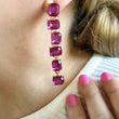 Load image into Gallery viewer, Pink Long Crystal Earrings