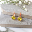 Load image into Gallery viewer, Crystal Earrings, Rose Gold Earrings, Citrine Earrings, Small Earrings, Leverback Earrings, Elegant Earrings, Gifts For Women, Gift For Her
