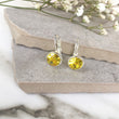 Load image into Gallery viewer, Citrine Yellow Crystal Earrings, Silver Crystal Earrings, Clip Back Earrings, Small Crystal Earrings, Leverback Earrings, Yellow Earrings