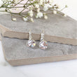 Load image into Gallery viewer, Clear Crystal Earrings, Silver Earrings, Drop Dangle Earrings, Clear Drop Earrings, Leverback Earrings, Bridal Earrings, Wedding Earrings