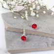 Load image into Gallery viewer, Red Crystal Earrings, Silver Earrings, Drop Dangle Earrings, Czech Crystal Earrings, High Quality Earrings, Leverback Earrings, Gifts