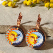 Load image into Gallery viewer, Drop Dangle Earrings, Leverback Earrings, Bamboo Earrings, Wood Earrings, Handmade Earrings, Rose Gold Or Silver Earrings, Small Earrings
