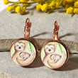 Load image into Gallery viewer, Drop Dangle Earrings, Sloth Earrings, Leverback Earrings, Bamboo Earrings, Wood Earrings, Wooden Earrings, Rose Gold Or Silver Earrings,