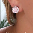 Load image into Gallery viewer, Stud Earrings, Crystal Studs, Crystal Earrings, Apricot Earrings, Apricot Crystal Studs, Small Round Earrings, Bridesmaid Earrings, Silver