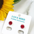 Load image into Gallery viewer, Stud Earrings, Crystal Studs, Crystal Earrings, Red Earrings, Red Crystal Studs, Small Round Earrings, Bridesmaid Earrings, Silver Studs