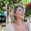 Load image into Gallery viewer, Black & Gold Statement Flower Earrings