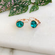 Load image into Gallery viewer, Crystal Earrings - Rose Gold/Teal