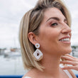 Load image into Gallery viewer, Beaded White & Gold Flower Earrings