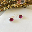 Load image into Gallery viewer, Crystal Earrings - Silver/Ruby