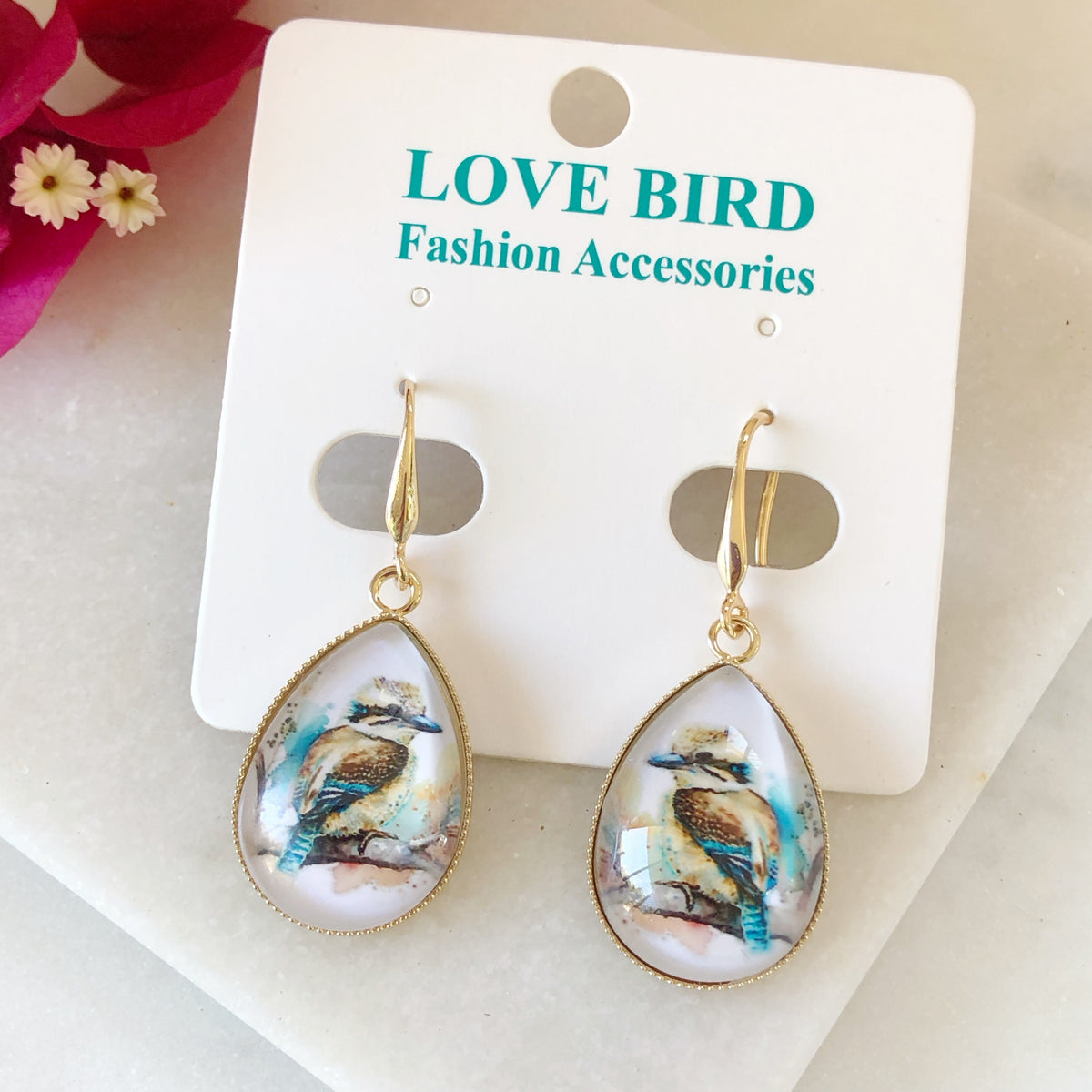 Glass Kookaburra Earrings Love Bird Fashion Accessories